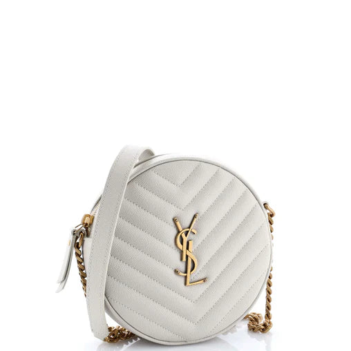 SAINT LAURENT CAMERA BAG ROUND カメラバッグ SAINT LAURENT Calfskin Matelasse Chevron Round Vinyle Camera