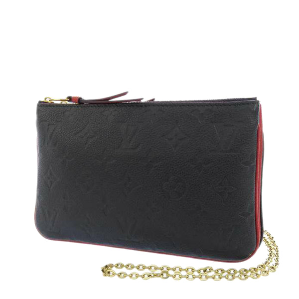 Louis+Vuitton+Double+Zip+Pochette+Shoulder+Bag+Black+Leather for