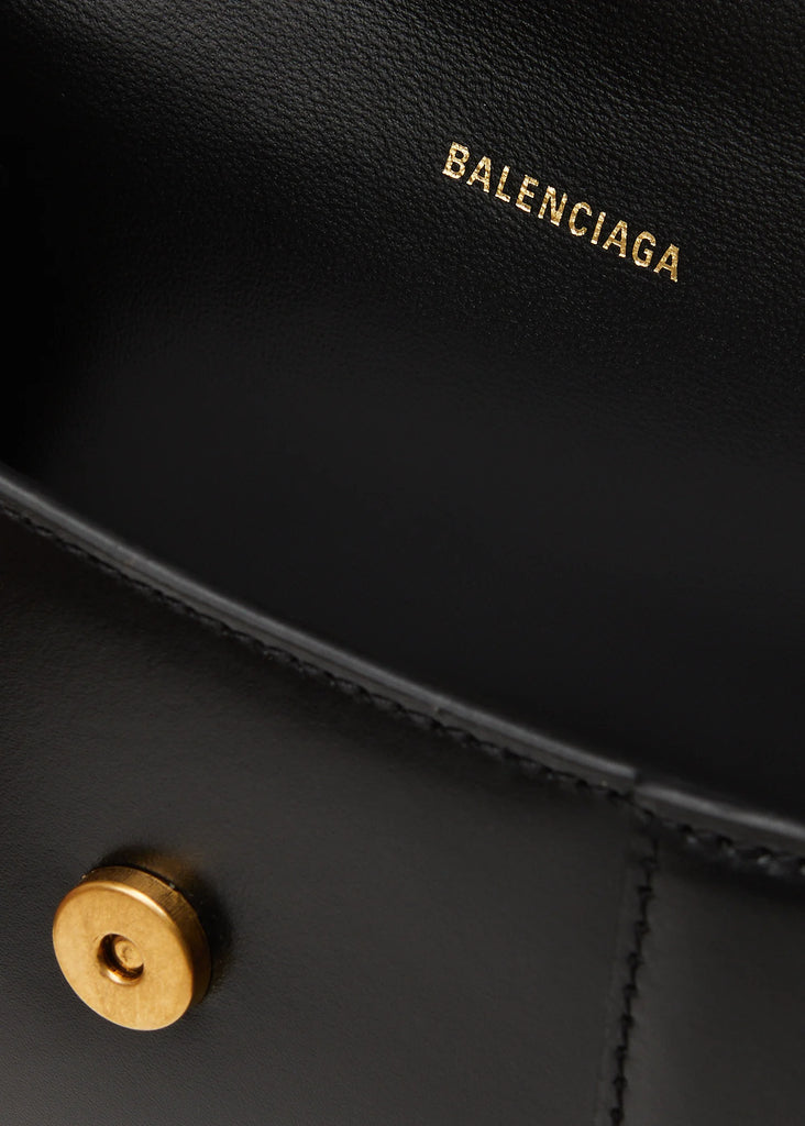 Balenciaga Hourglass XS Shiny Box Calf Top-Handle Bag