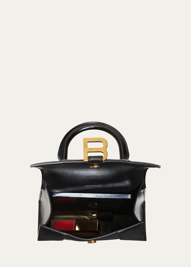 Balenciaga Hourglass XS Shiny Box Calf Top-Handle Bag