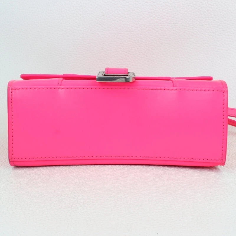 Balenciaga Hourglass XS Shiny Box Calf Top-Handle Bag  Fuschia