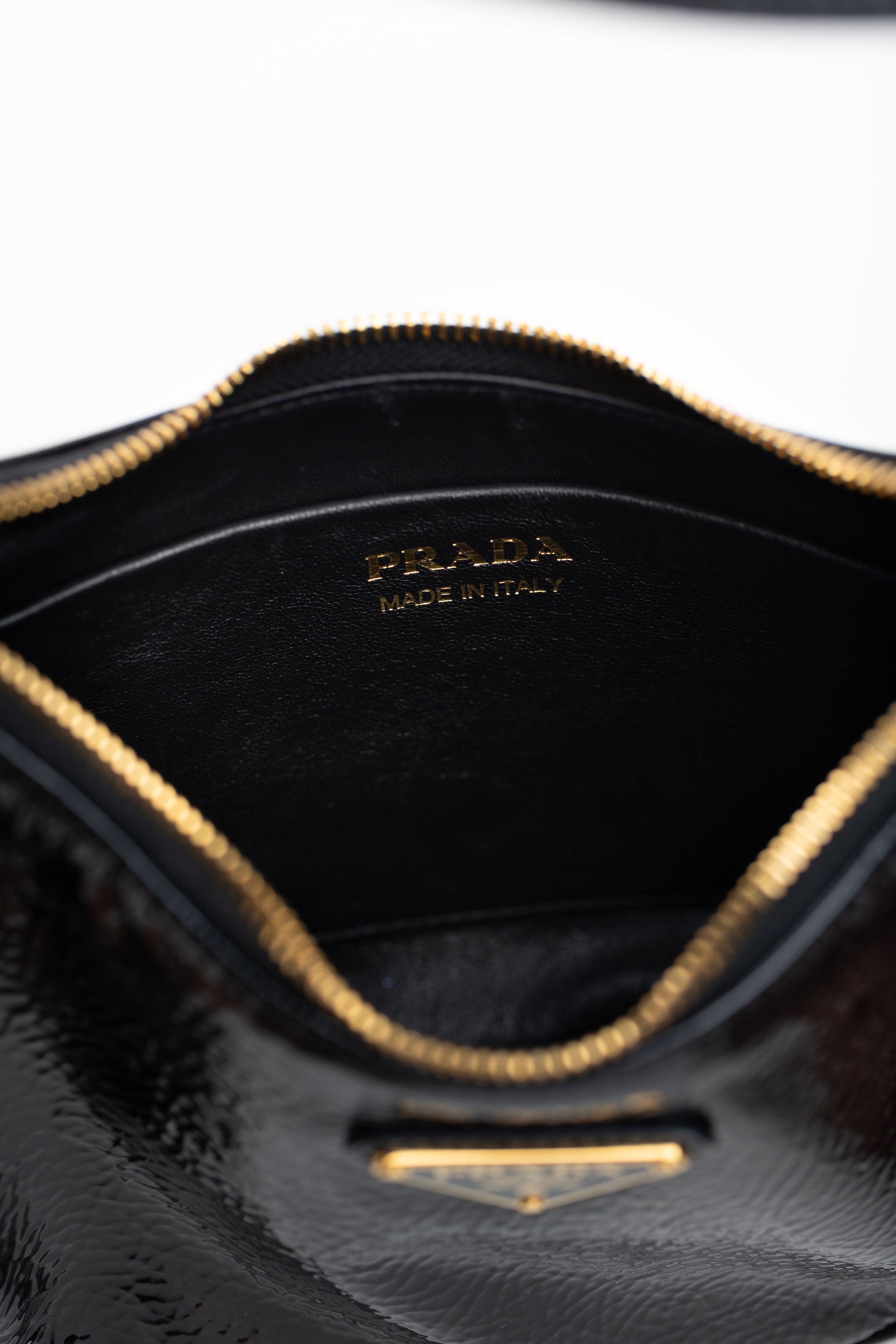 Prada Patent Naplak Arque Shoulder Bag | The Luxury Pear
