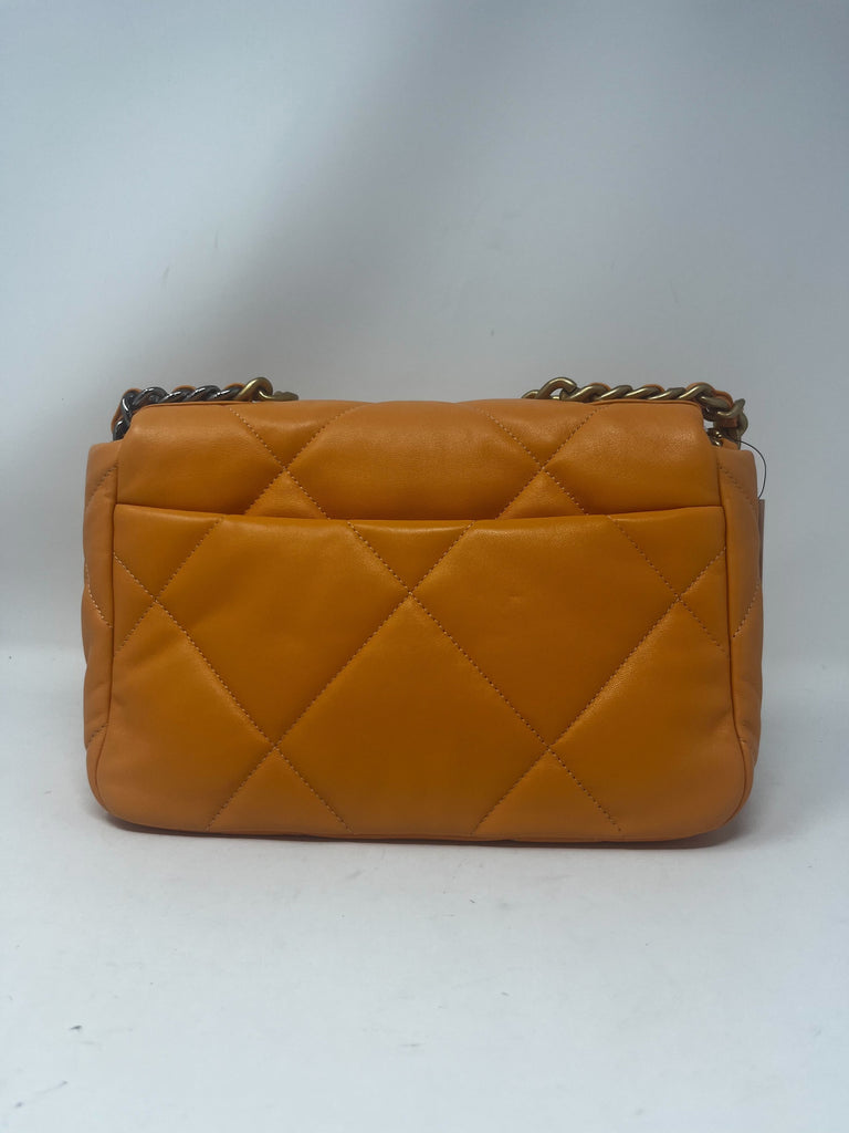 19 Small Flap Orange Lambskin