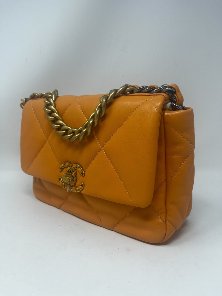 19 Small Flap Orange Lambskin