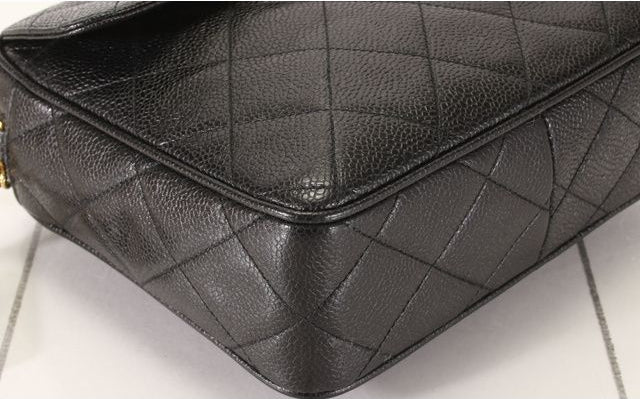 Coco Black Mark Shoulder Bag Caviar