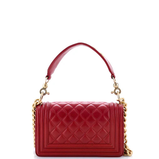 Chanel Top Handle Boy Bag Quilted Calfskin Small