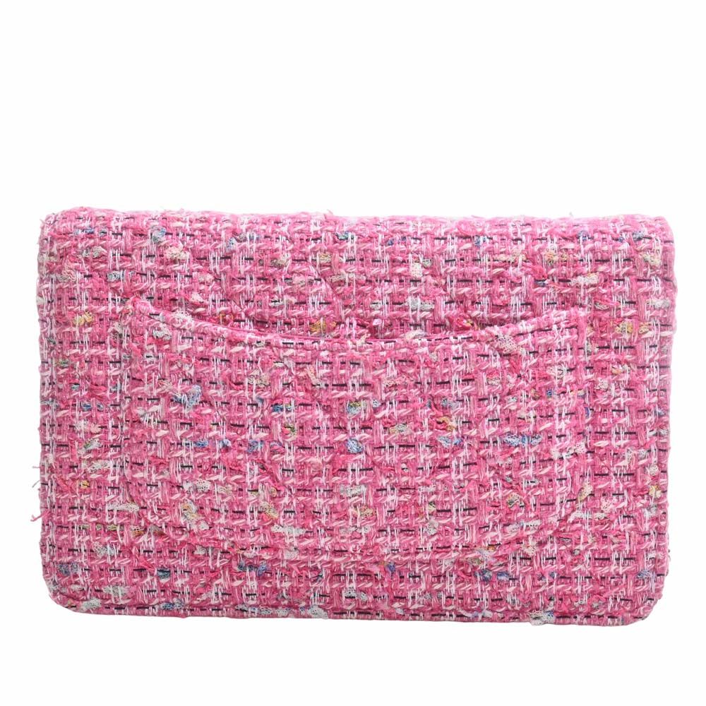 Chanel Tweed Quilted Wallet On Chain WOC Pink