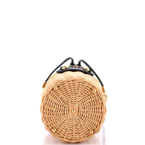 Horsebit 1955 Bucket Bag Wicker and Leather Small
