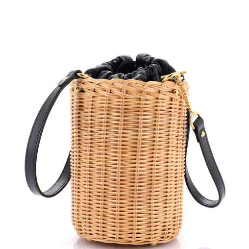 Horsebit 1955 Bucket Bag Wicker and Leather Small