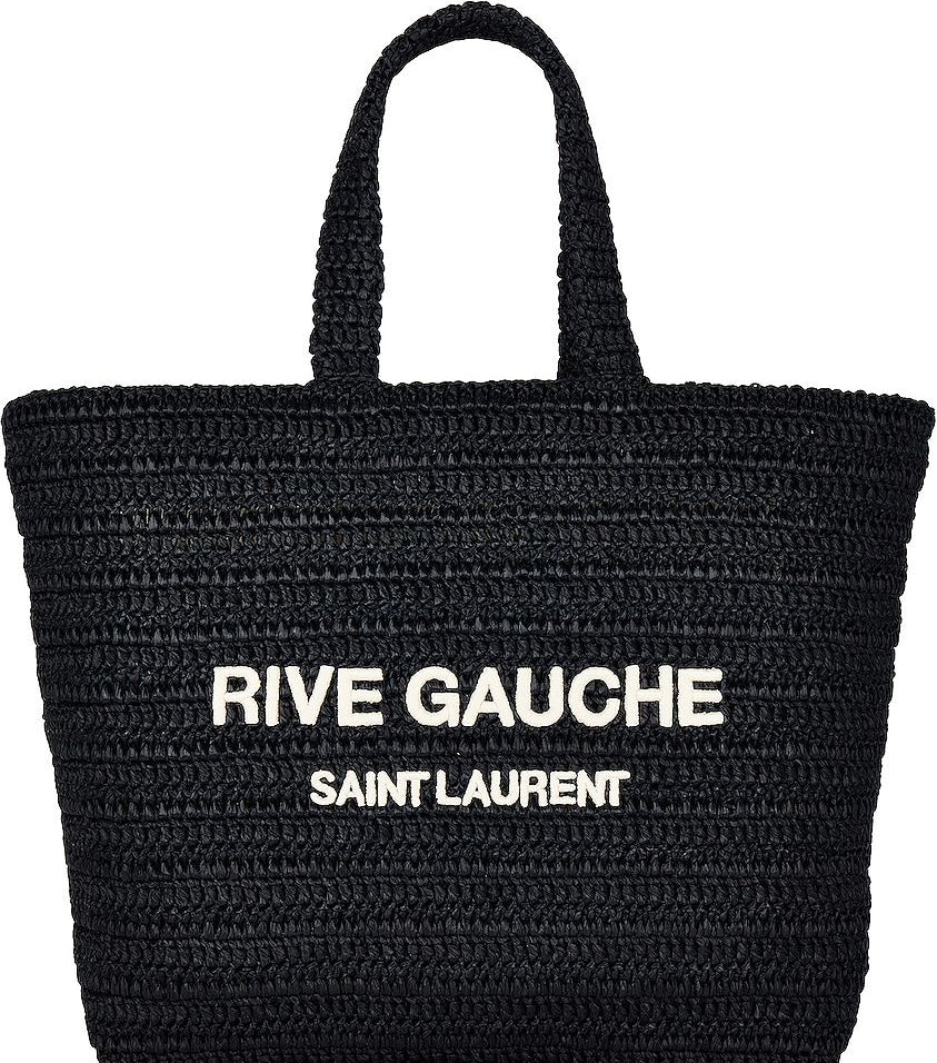 【関税＆送料込み】Saint Laurent Bag Tote Rive Gau RIVE GAUCHE LARGE TOTE BAG IN EMBROIDERED RAFFIA AND LEATHER