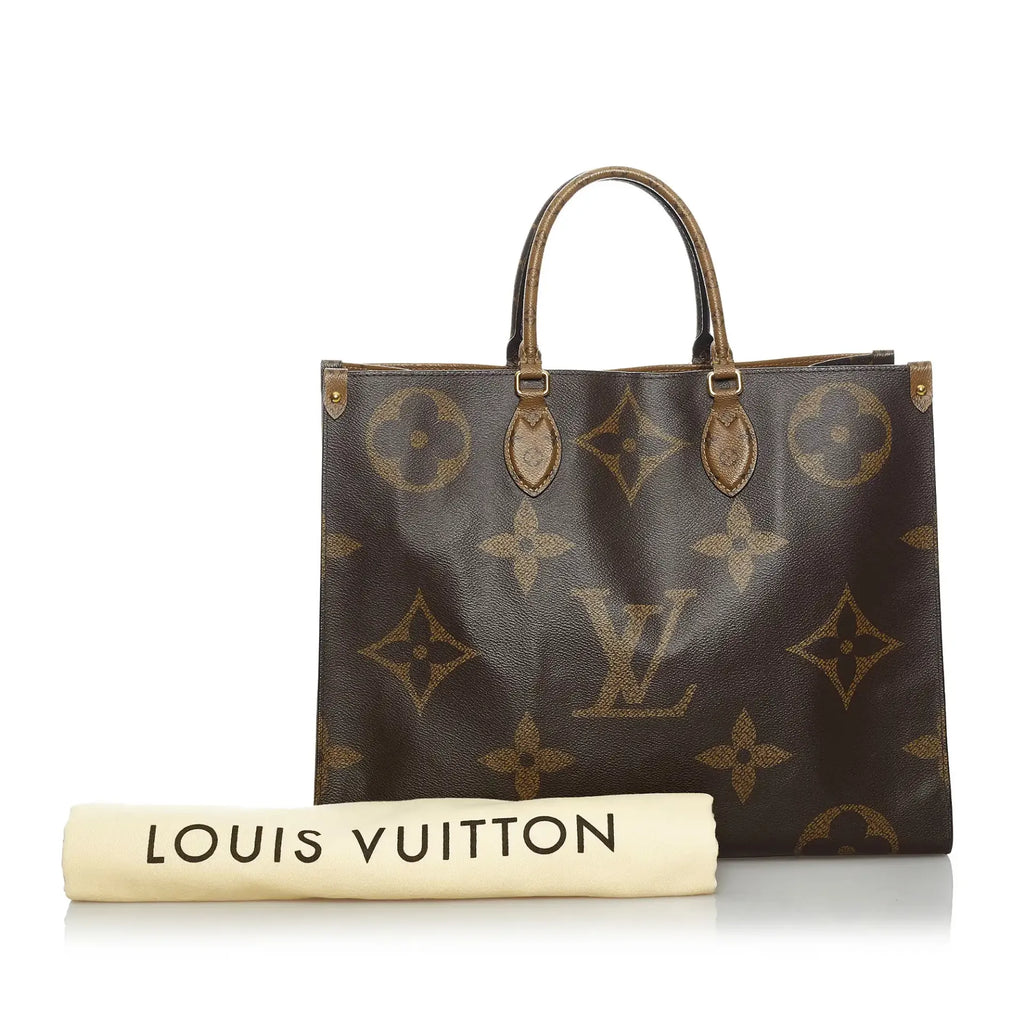 Louis Vuitton Beige Nylon Monogram Giant Onthego GM Tote Bag Louis