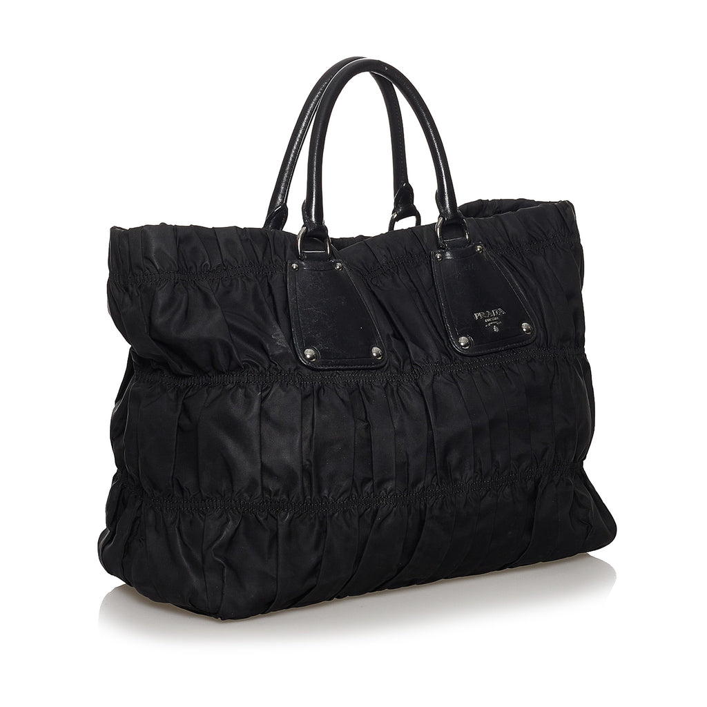 Tessuto patent leather handbag Prada Black in Patent leather
